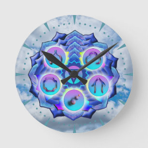 Die Throat Chakra Runde Wanduhr