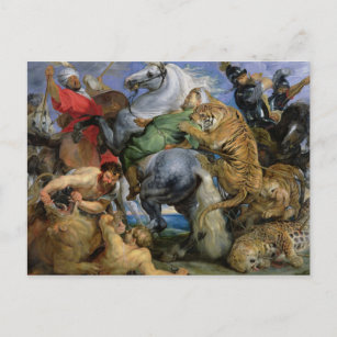 Die Tiger-Jagd, c.1616 Postkarte