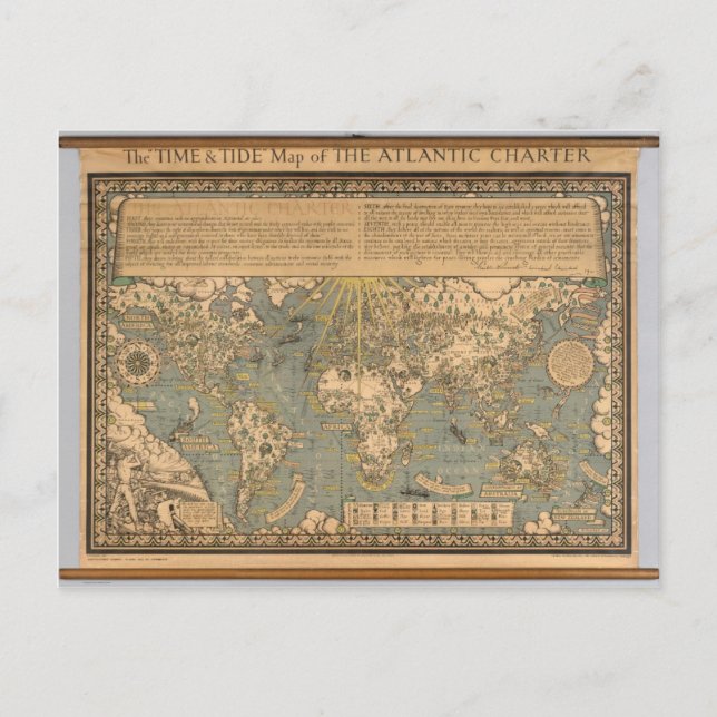Die "Time & Tide"-Karte der Atlantischen Charta Postkarte (Vorderseite)