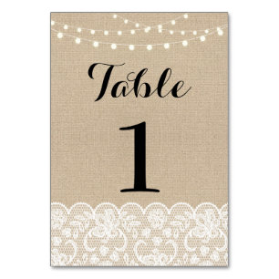 Die Tischnummer, die rustikale Leinwand Wedding Tischnummer