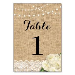 Die Tischnummer, die rustikale Leinwand Wedding Tischnummer