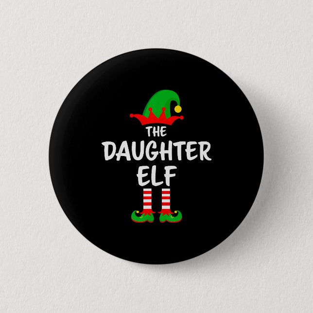 Die Tochter-Elf passende Familien-Weihnachten  Button (Vorderseite)