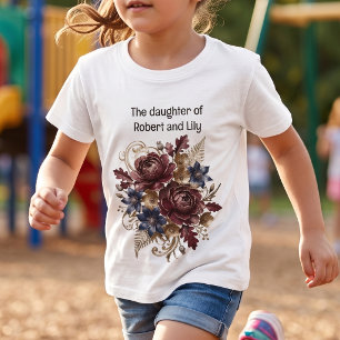 "Die Tochter von" Vintage-Blumenfamilie Kinder T-Shirt