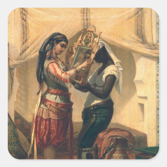 Die Toilette der Odalisque Quadratischer Aufkleber (Vorderseite)