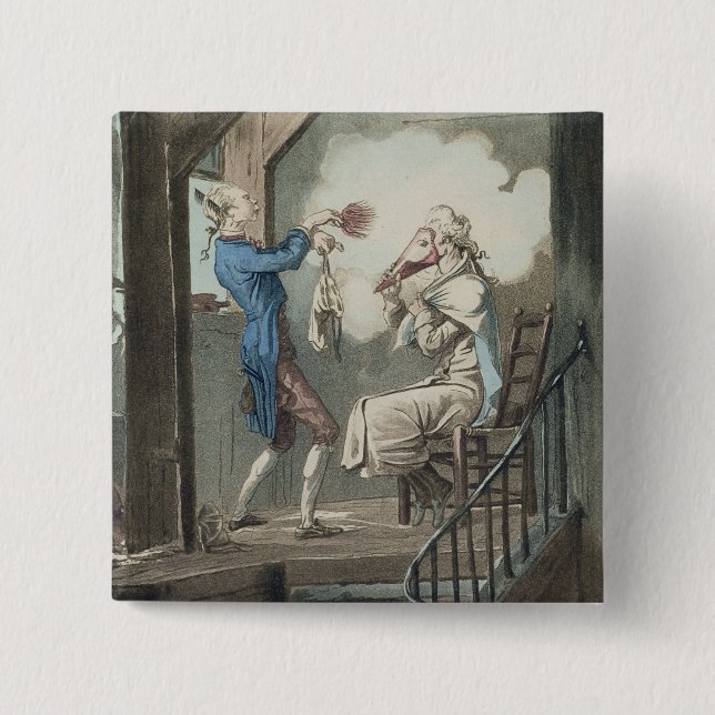 Die Toilette des Sekretärs eines Rechtsanwalts, Button (Vorderseite)