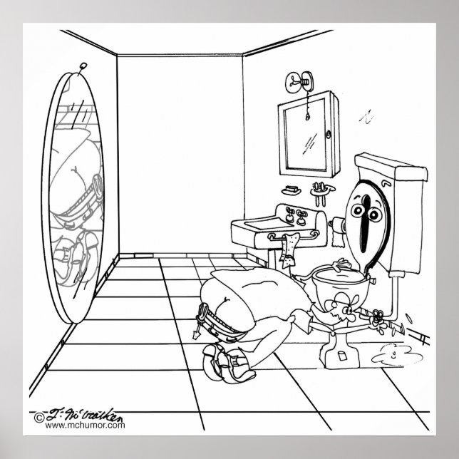 Die Toilette ist von einem Hintern des Klempners b Poster (Vorne)