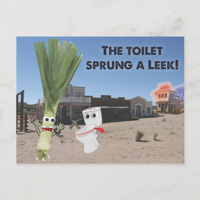 Die Toilette Sprung ein Leck! Postkarte (Vorderseite)