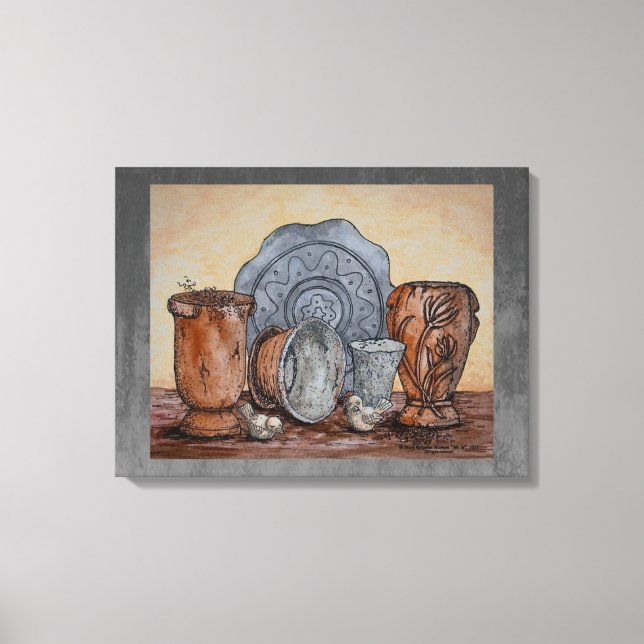 „Die Töpfe des Töpfers“ Feine Kunst Stillleben Leinwanddruck (Vorderseite)