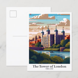 Die Tower of London Vintage Reiseillustration Postkarte
