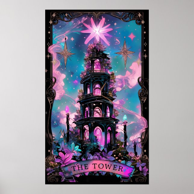 Die Tower Tarot Card Hexenmeisterin Poster (Vorne)
