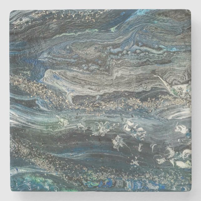 Die Träume der abstrakten Malerei des Ozeans 20 Steinuntersetzer (Vorderseite)