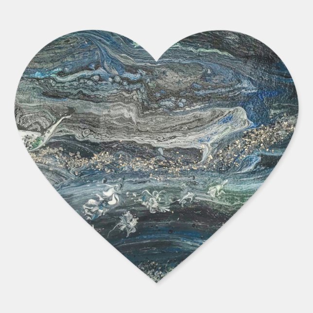Die Träume des Ozeans 20 abstrakte Gemälde Meeresg Herz-Aufkleber (Vorderseite)