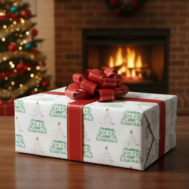 Die Träume eines weißen Weihnachtswappenpapiers Geschenkpapier (Dreaming Of A White Christmas Wrapping Paper)