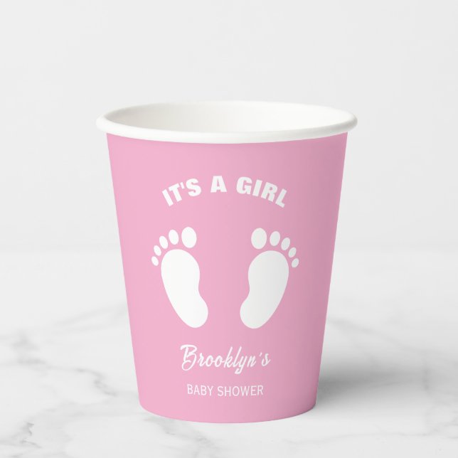 Die trendige Babydusche aus Girl Fun in Rosa Pappbecher (Vorderseite)