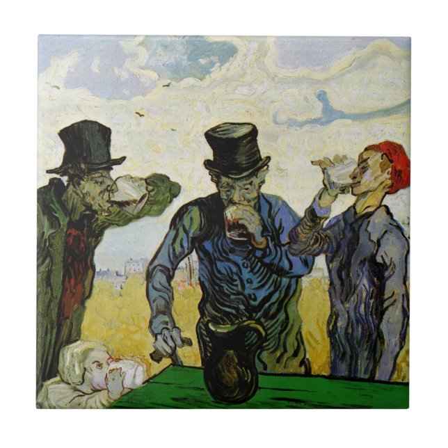 Die Trinker von Vincent van Gogh Fliese (Vorderseite)