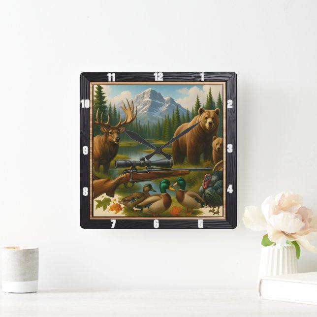 Die Trophäe des Bergkäfers Quadratische Wanduhr (Zuhause)