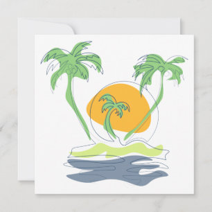 Die tropische Küste der Insel. Kontur Dankeskarte