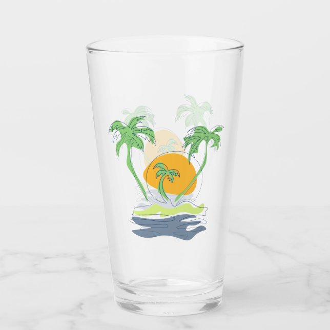 Die tropische Küste der Insel. Kontur Glas (Vorderseite)