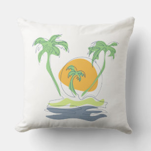 Die tropische Küste der Insel. Kontur Kissen