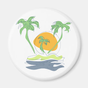 Die tropische Küste der Insel. Kontur Magnet