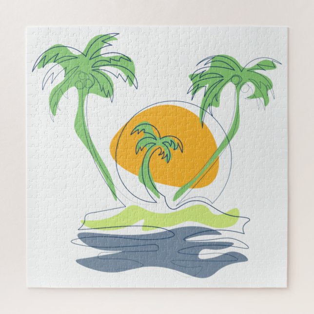 Die tropische Küste der Insel. Kontur Puzzle (Vertikal)