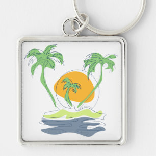 Die tropische Küste der Insel. Kontur Schlüsselanhänger