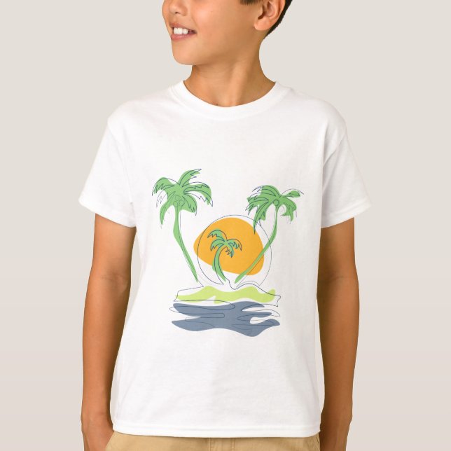 Die tropische Küste der Insel. Kontur T-Shirt (Vorderseite)