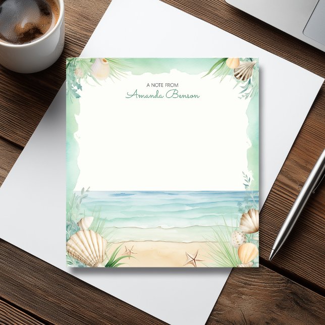 Die tropischen Blätter des Strandbades Natur Notizblock (Watercolor Beach Green Tropical Leaves Nature Notepad)