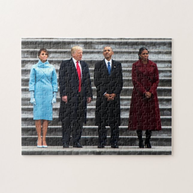 Die Trumps & Obamas bei der Einweihung Puzzle (Horizontal)