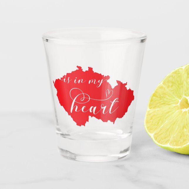 Die Tschechische Republik liegt in meinem Herzen Schnapsglas (Vorderseite)