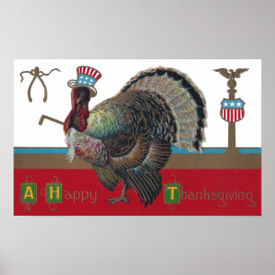Die Türkei, die patriotischer Hut-Vintagen Poster