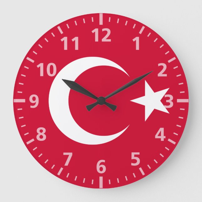 Die Türkei-Flagge Große Wanduhr (Vorderseite)