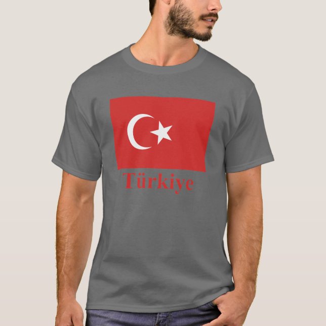 Die Türkei-Flagge mit Namen auf das Türkischen T-Shirt (Vorderseite)