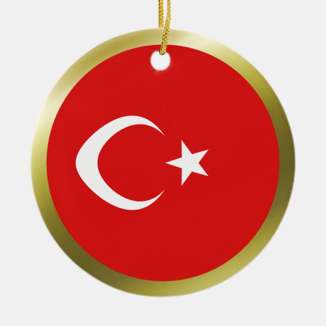 Die Türkei-Flaggen-Verzierung Keramikornament (Vorne)