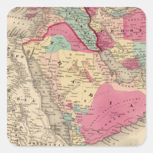 Die Türkei in Asien Persien Arabiaandc Quadratischer Aufkleber (Vorderseite)