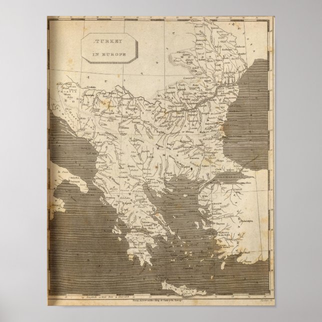 Die Türkei in Europa Karte von Arrowsmith Poster (Vorne)