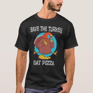 Die Türkei isst eine Pizza über einem blauen kreis T-Shirt