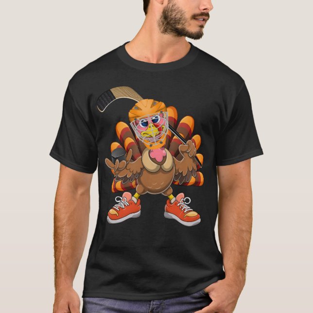 Die Türkei spielt Eishockey-Happy Thanksgiving T-Shirt (Vorderseite)