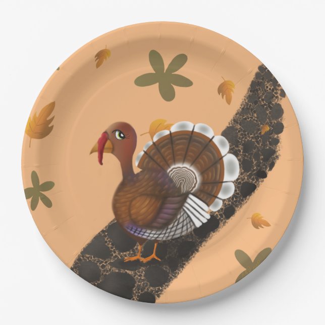 Die Türkei trottelt mit Blume Steinweg Pappteller (Vorderseite)