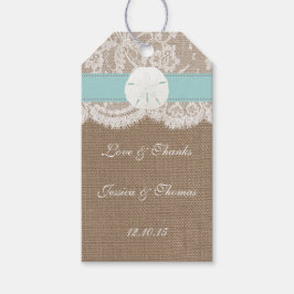 Die türkisfarbene Sand Dollar Beach Hochzeitskolle Geschenkanhänger