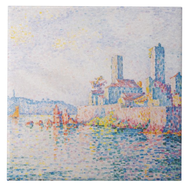 Die Türme von Antibes (von Paul Signac) Fliese (Vorderseite)
