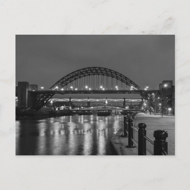 Die Tyne-Brücken in der Nacht Postkarte (Vorderseite)