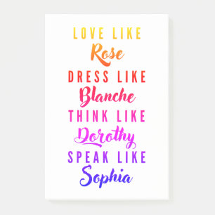 Die Typografie der Golden Girls Post-it Klebezettel