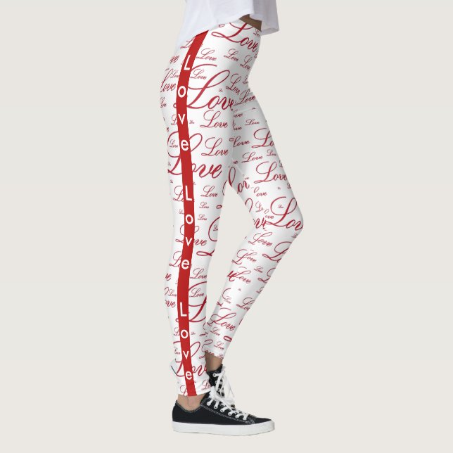 Die Typografie-Muster Romance "Liebe" roten Leggings (Rechts)