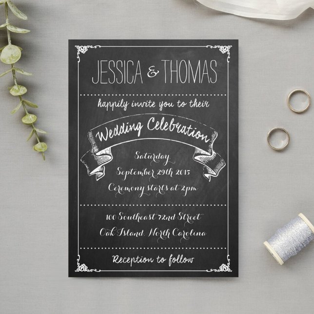 Die Typografy Chalkboard Wedding Collection Einladung (Von Creator hochgeladen)