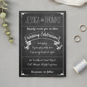 Die Typography-Schultafel-Hochzeitskollektion Einladung
