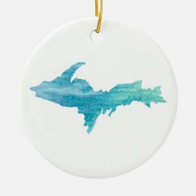 Die U.P., Michigans Upper Peninsula Ornament Aqua (Vorne)