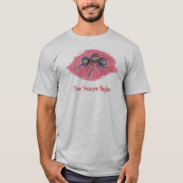 Die überlagerte lange Hülse des Sharpie Ninjas T-Shirt (Vorderseite)