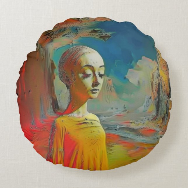 Die Überraschung Rundes Kissen (Vorderseite)