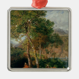 Die Ufer von See Lecco Silbernes Ornament